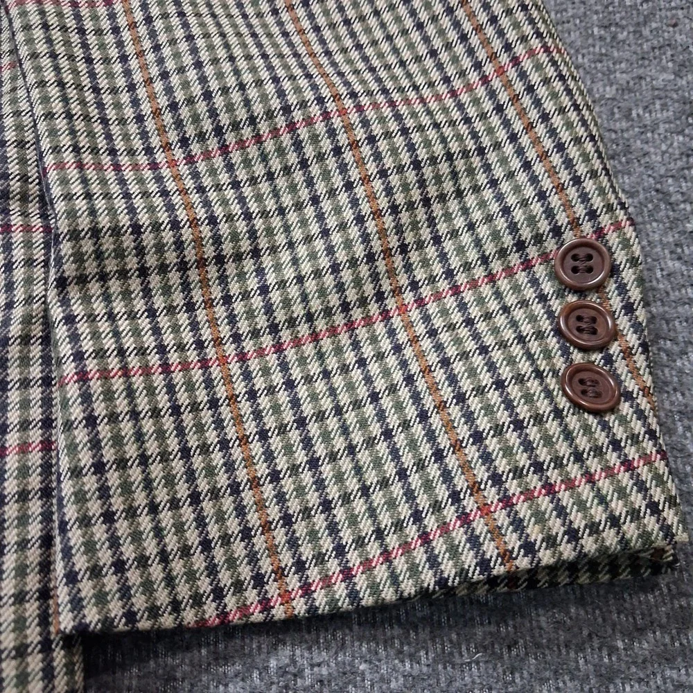 Brooks Brothers Mens 46 Long Pure Wool Glen Plaid Sport Coat Blazer‎ Multi Color